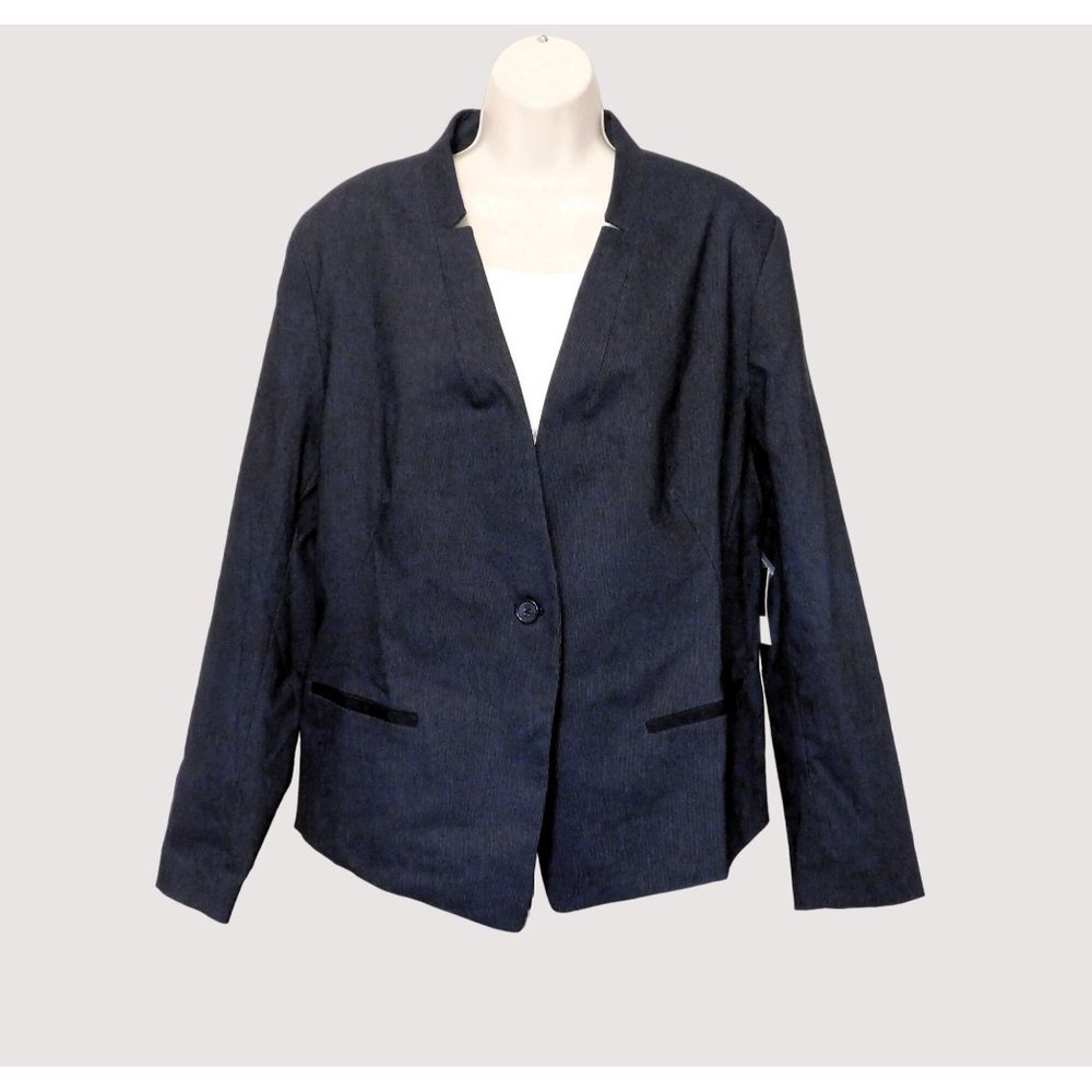 Simply Vera Wang Cropped Blazer Womens XXL Gray Charcoal Twill Long Sleeve New